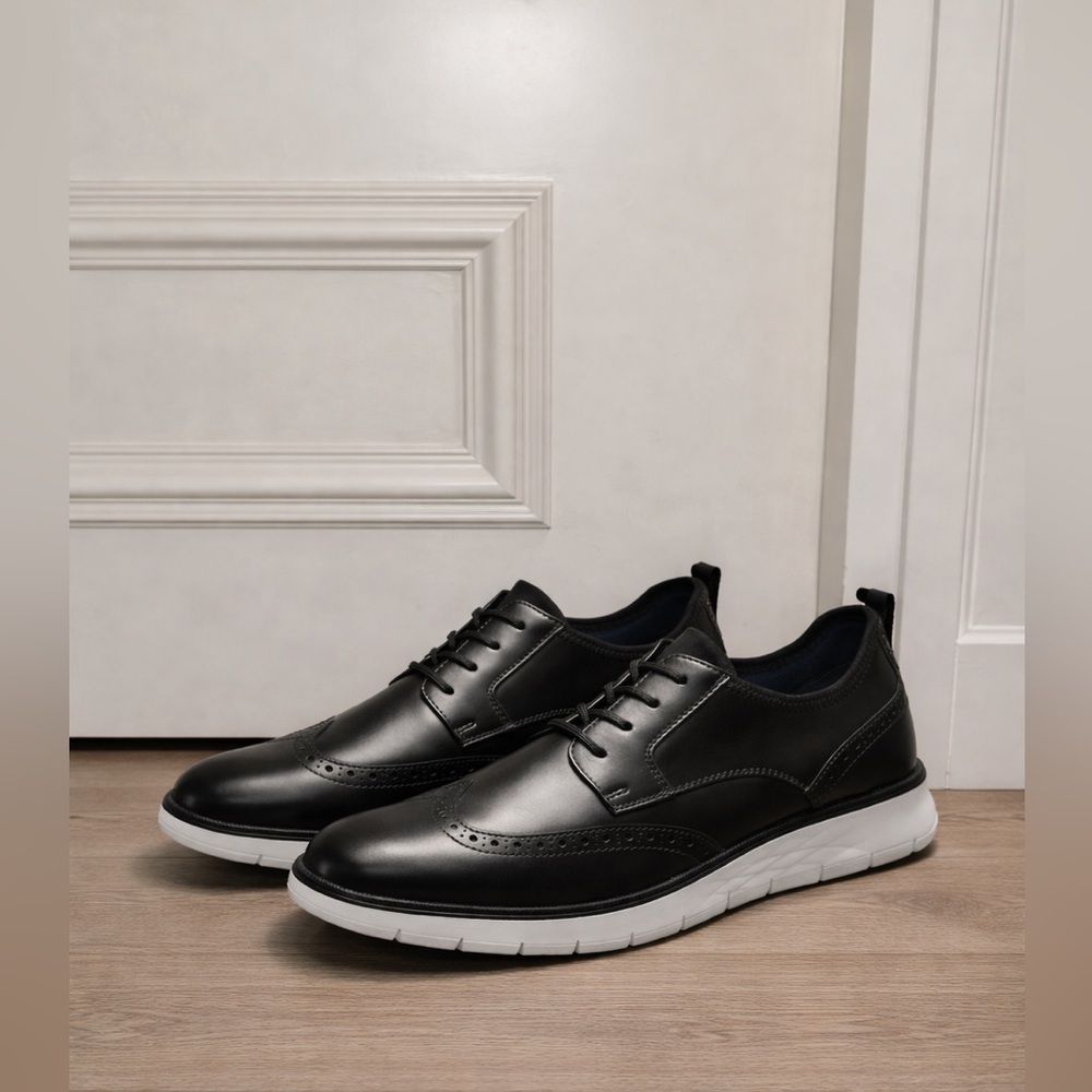 Super Comfortable Men's Black Leather Dress Shoes, Non Slip (SIZE 9)